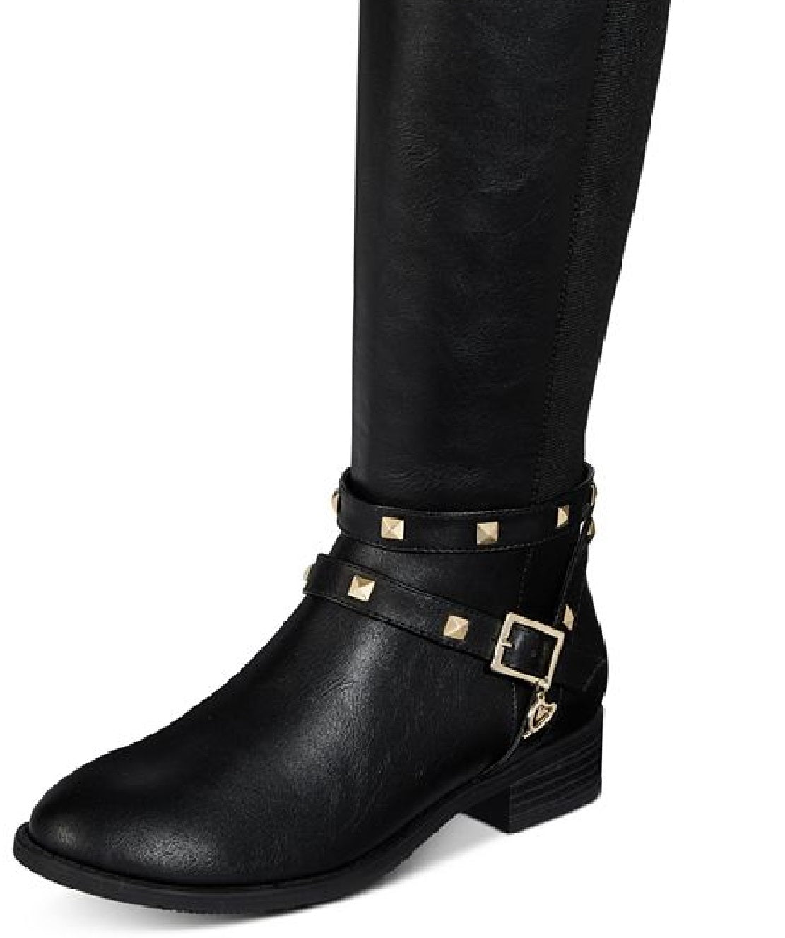 Botas femininas Thalia Sodi Vallie de couro sintético, cano alto, pretas, tamanho 7