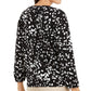 Blusa feminina Alfani estampada com botões e ombro de fora, preta, tamanho XX-G