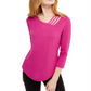 INC International Concepts Top feminino com recortes e detalhes rosa, tamanho extragrande