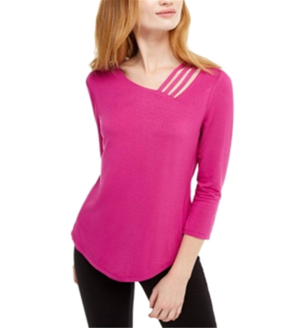 INC International Concepts Top feminino com recortes e detalhes rosa, tamanho extragrande
