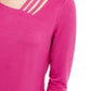 INC International Concepts Top feminino com recortes e detalhes rosa, tamanho extragrande