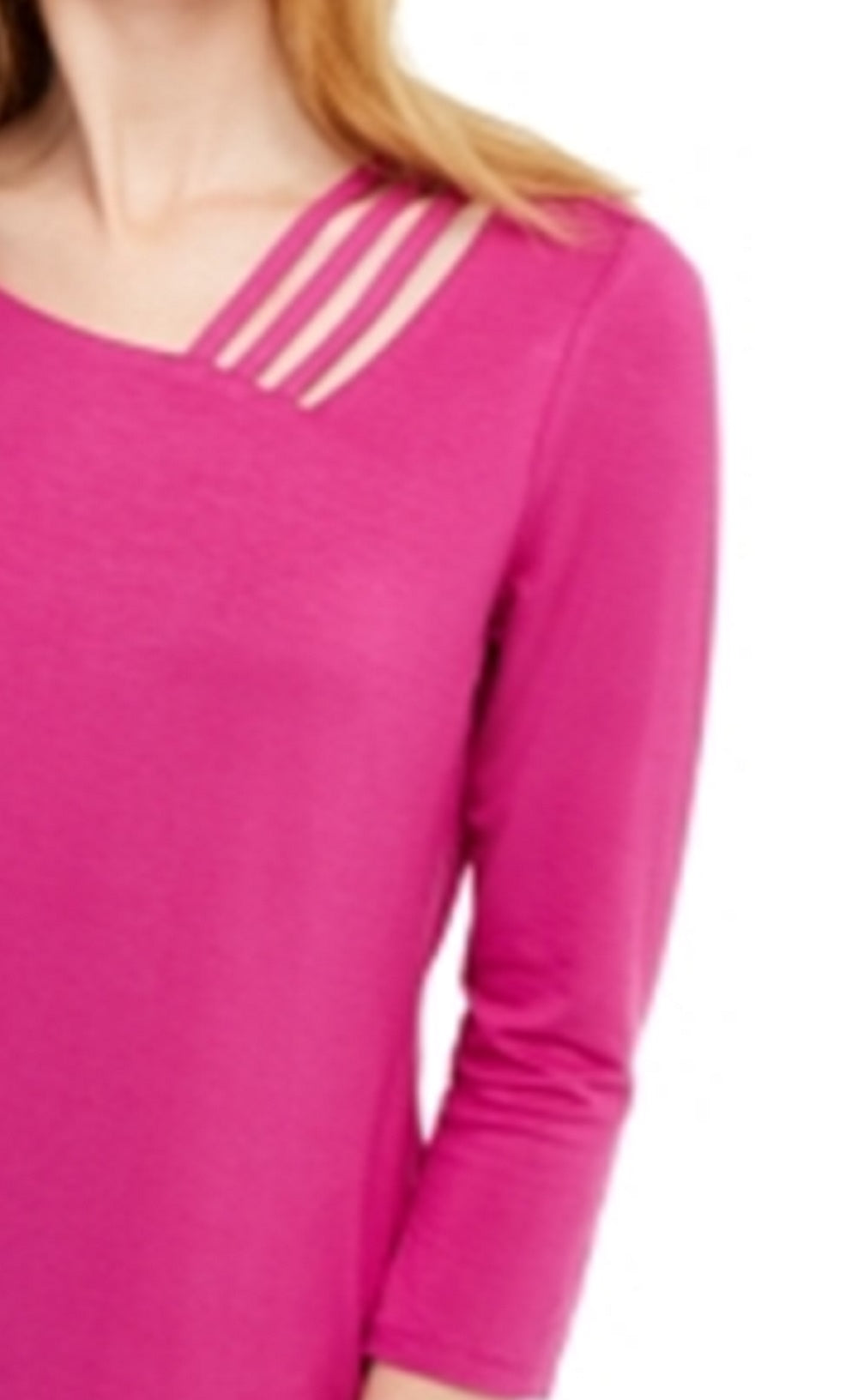 INC International Concepts Top feminino com recortes e detalhes rosa, tamanho extragrande