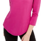 INC International Concepts Top feminino com recortes e detalhes rosa, tamanho extragrande