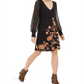 Vestido feminino com estampa floral e mangas longas da INC International Concepts, preto, tamanho médio