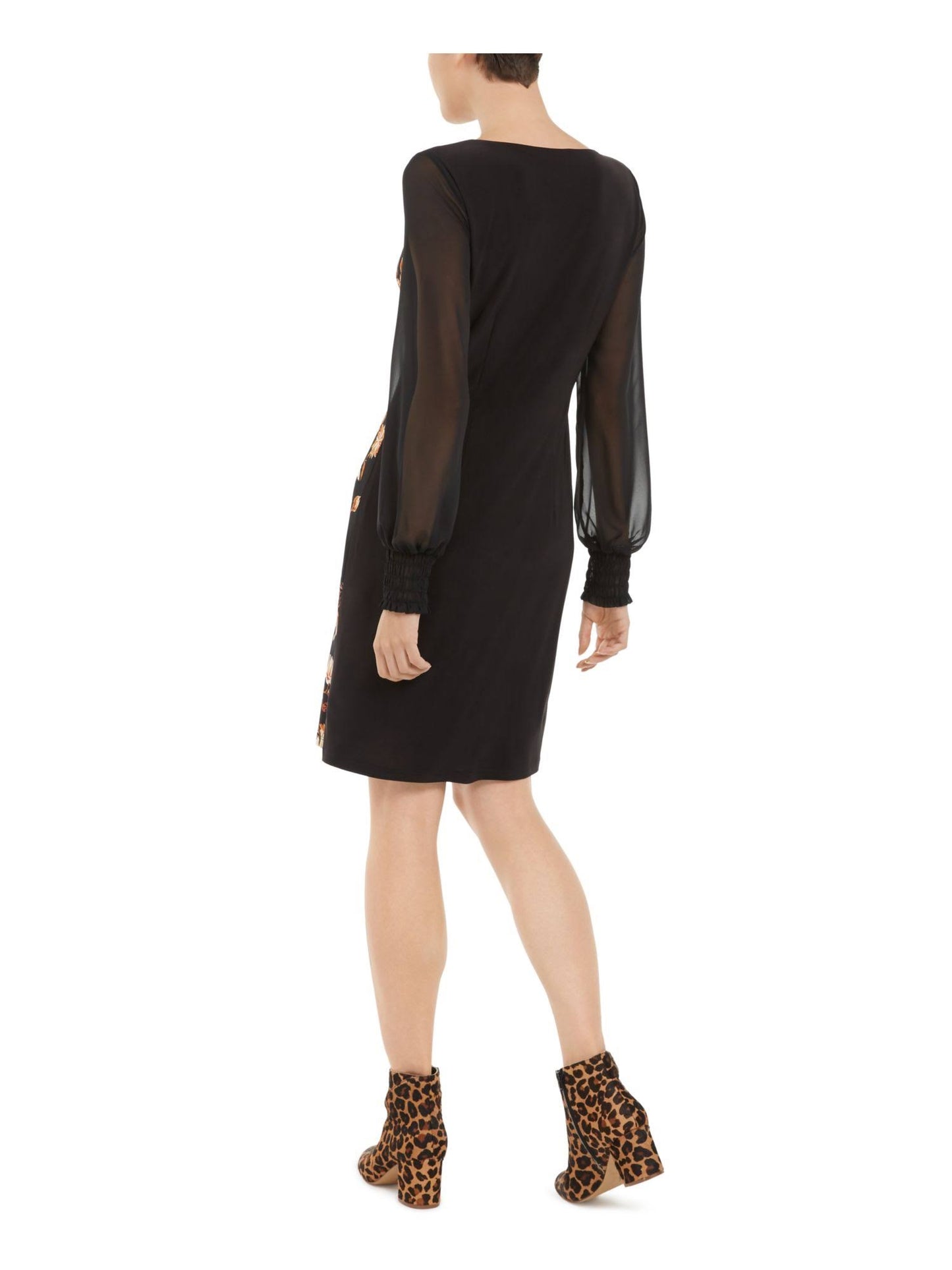 Vestido feminino com estampa floral e mangas longas da INC International Concepts, preto, tamanho médio