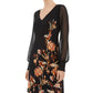 Vestido feminino com estampa floral e mangas longas da INC International Concepts, preto, tamanho médio