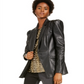 Blazer feminino revestido em couro sintético da INC International Concepts, preto, tamanho médio