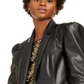 Blazer feminino revestido em couro sintético da INC International Concepts, preto, tamanho médio