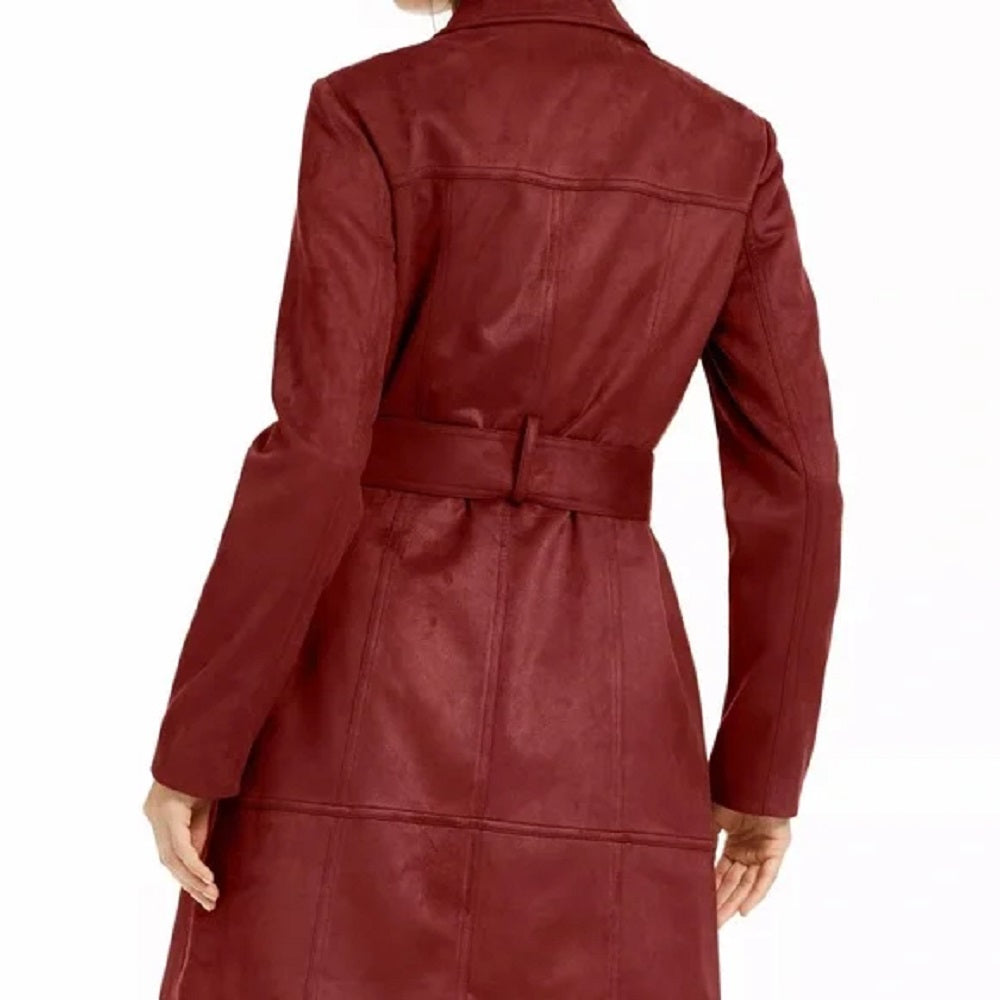 INC International Concepts Casaco de camurça sintética feminino vermelho tamanho grande