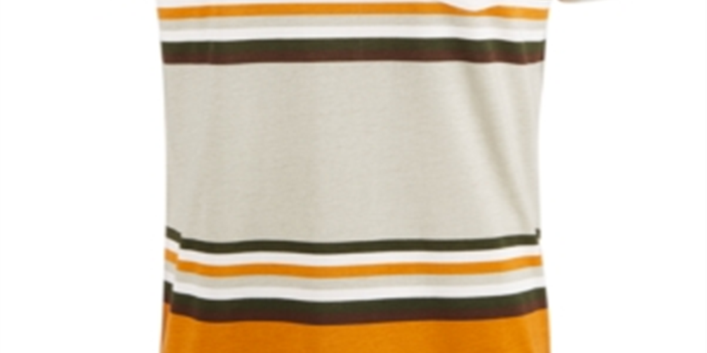 Camiseta masculina American Rag Explorer Stripe com decote em V, bege, tamanho pequeno