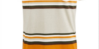 Camiseta masculina American Rag Explorer Stripe com decote em V, bege, tamanho pequeno