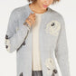 Cardigan feminino com estampa floral e frente aberta, tamanho pequeno, cinza, estilo &amp; co