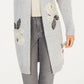 Cardigan feminino com estampa floral e frente aberta, tamanho pequeno, cinza, estilo &amp; co