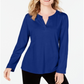 Charter Club Supima Cotton Top Feminino Gola Dividida Azul Tamanho X-S