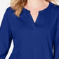Charter Club Supima Cotton Top Feminino Gola Dividida Azul Tamanho X-S
