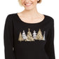 Camisa gráfica feminina Karen Scott Sparkle Holiday, preta, tamanho XX-G