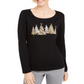Camisa gráfica feminina Karen Scott Sparkle Holiday, preta, tamanho XX-G