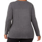 Camiseta feminina Karen Scott de algodão com enfeite de árvore, preta, tamanho 1X
