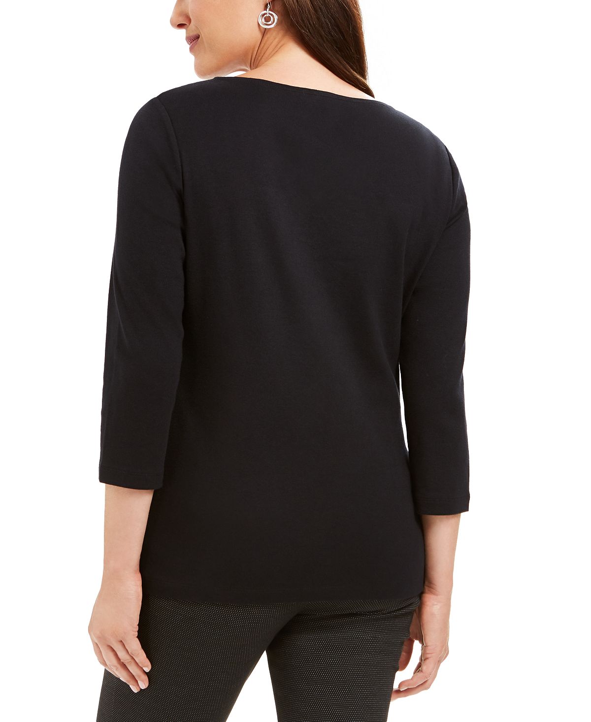 Karen Scott Blusa Feminina Estampada de Algodão com Conchas para Festas, Preta, Tamanho P
