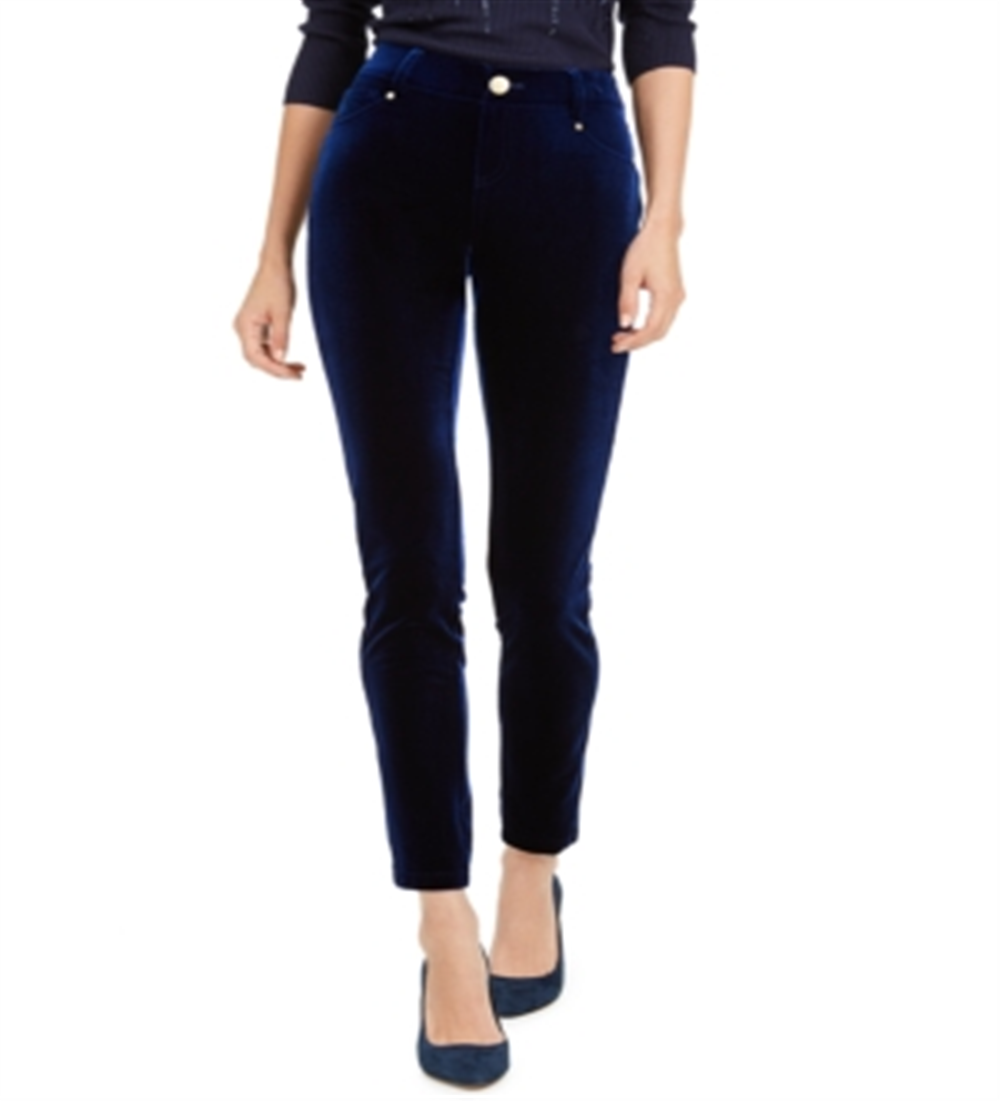 Calça skinny de veludo feminina INC International Concepts, azul, tamanho 0