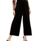Calça feminina de veludo com perna larga Paperbag da INC International Concepts, preta, tamanho X-S