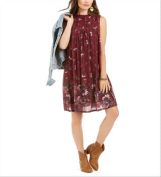 Vestido smocked com estampa floral feminino Style &amp; Co, vermelho, tamanho pequeno