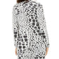 Cardigan feminino Alfani com estampa animal e textura de cílios, preto, tamanho X-S