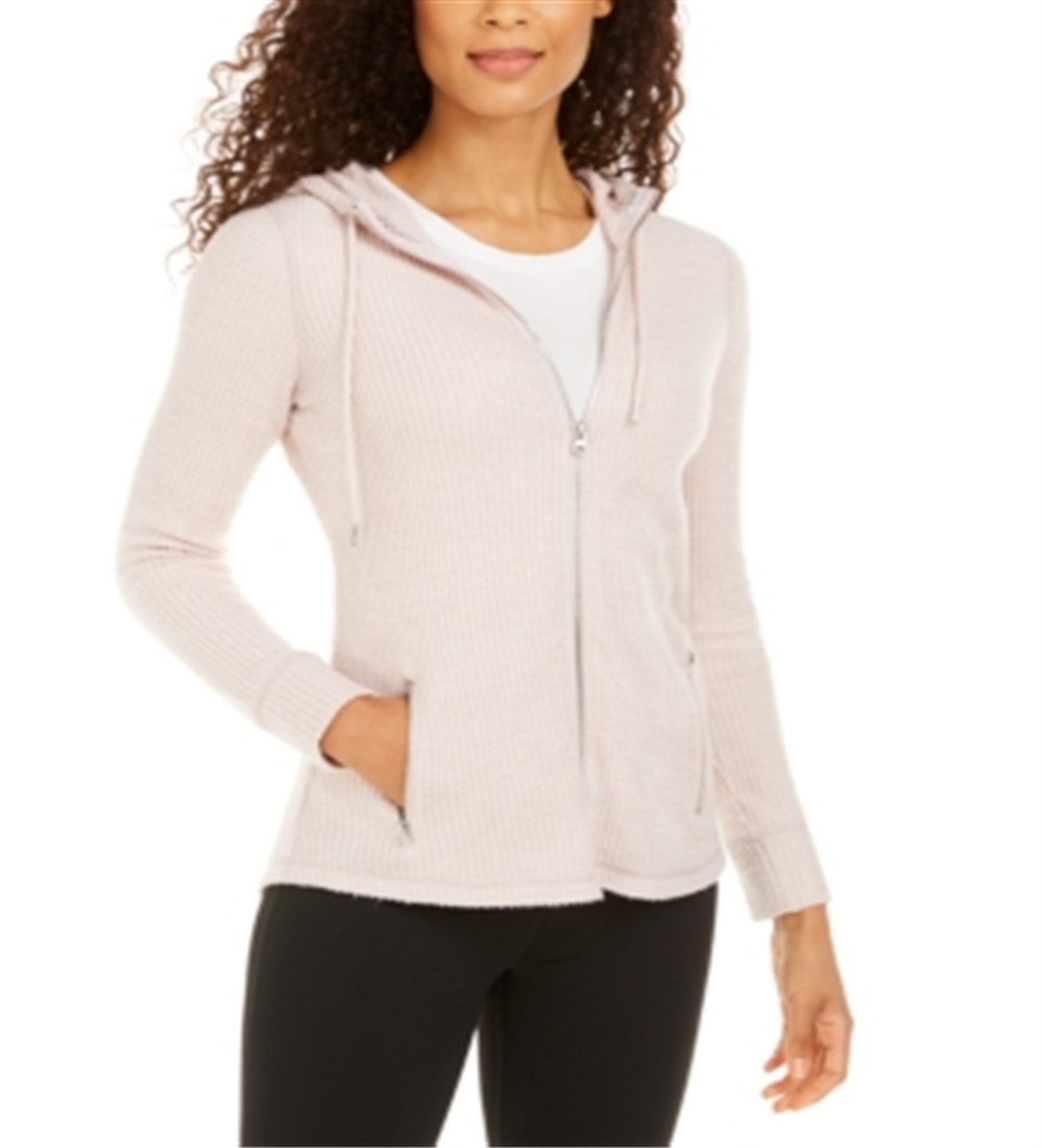 ID Ideology Blusa feminina com capuz e zíper, manga comprida, rosa, tamanho X-S