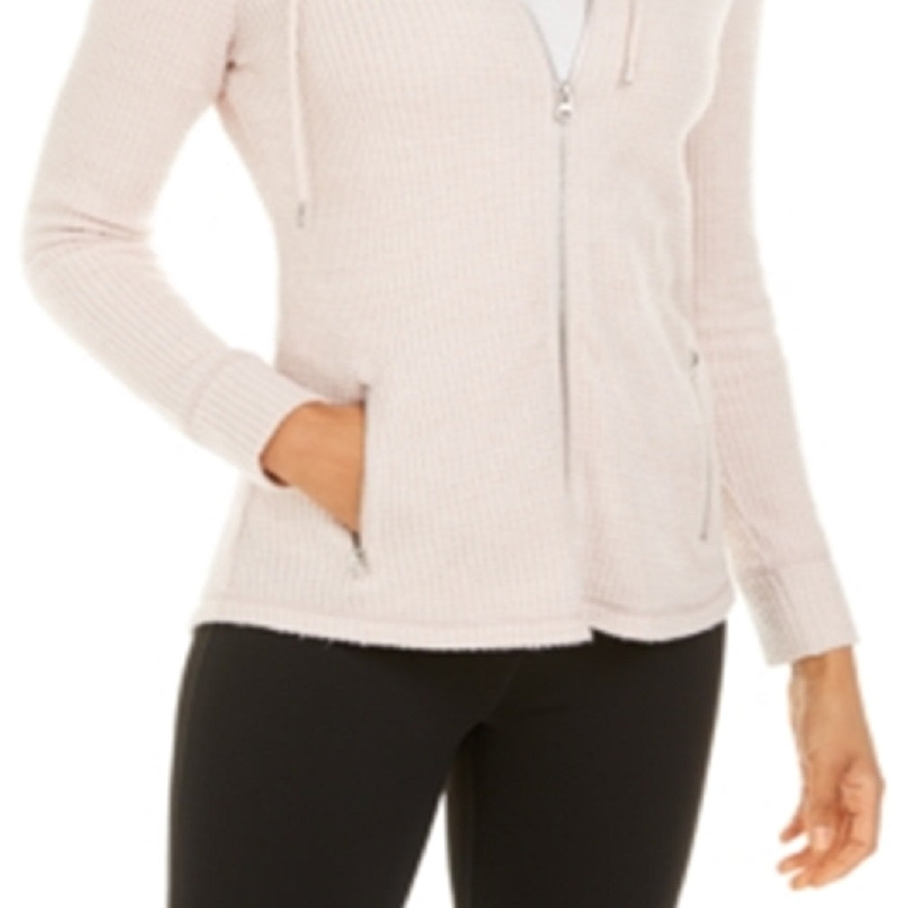 ID Ideology Blusa feminina com capuz e zíper, manga comprida, rosa, tamanho X-S
