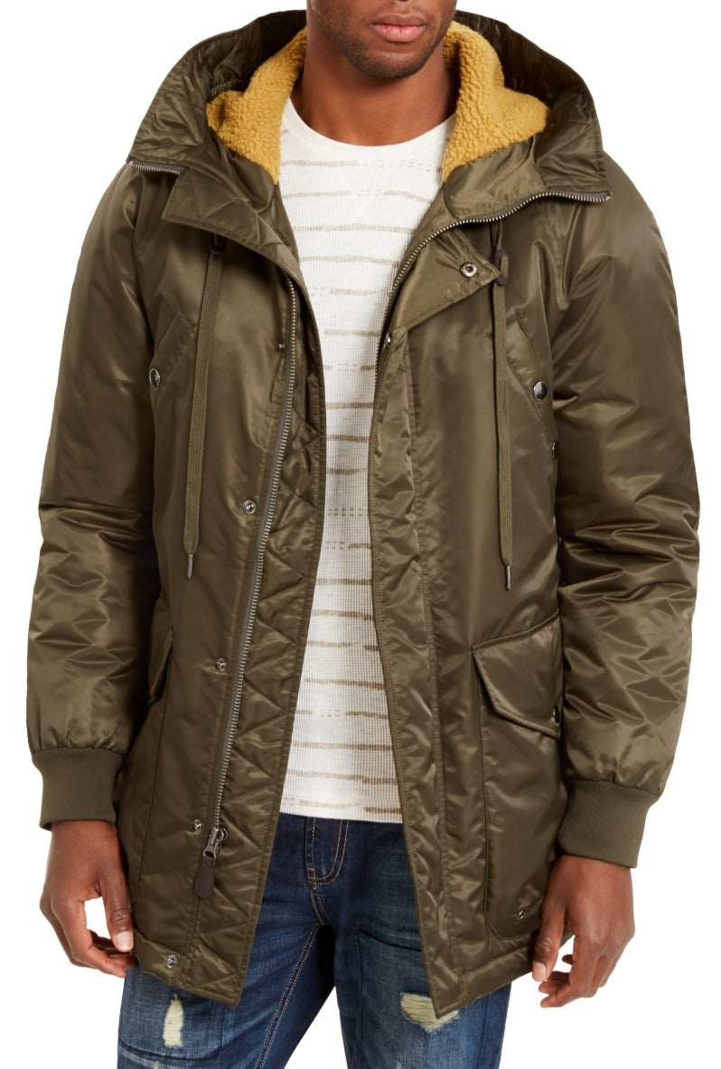 Jaqueta militar masculina American Rag Sherpa com capuz verde tamanho XX-G