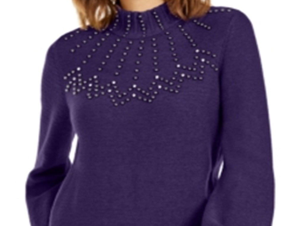 Suéter Alfani Feminino Gola Falsa Enfeitado Roxo Tamanho Pequeno P