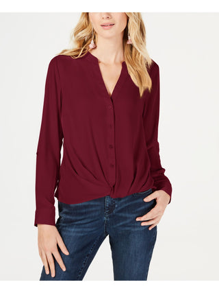 Blusa feminina com botões e frente torcida, tamanho pequeno, da INC International Concepts