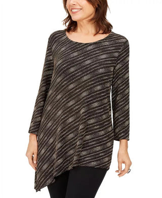 Jm Collection Top assimétrico metálico pequeno feminino tamanho pequeno médio