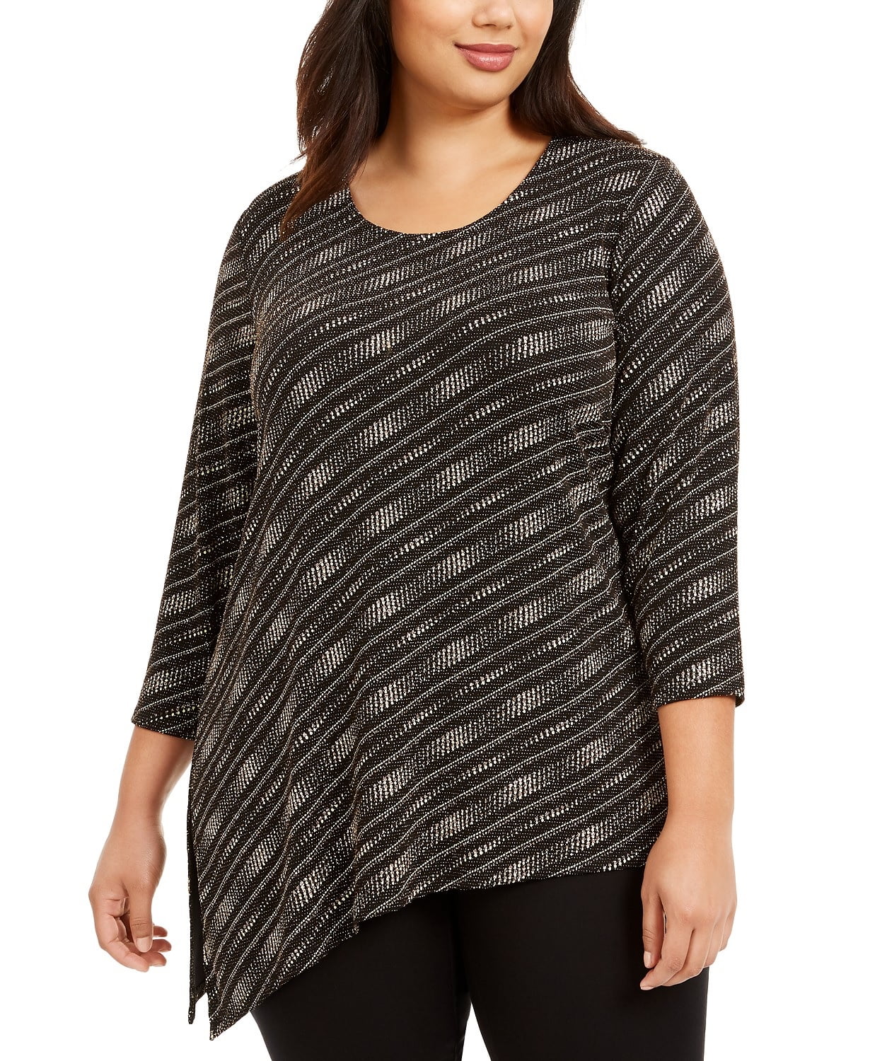 Top metálico assimétrico plus size feminino da coleção Jm
