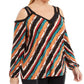 Blusa feminina estampada com ombros descobertos, INC International Concepts, vermelha, tamanho 0X