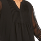 Charter Club Blusa feminina de malha lisa com pregas, preta, tamanho grande