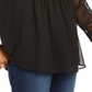Charter Club Blusa feminina de malha lisa com pregas, preta, tamanho grande