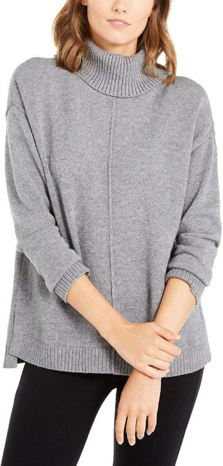 Blusa feminina Alfani com ombro caído e gola alta, cinza, tamanho grande