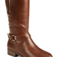 Botas de montaria femininas Material Girl Winnnie com bico fechado e acima do joelho, tamanho 9,5, marrom