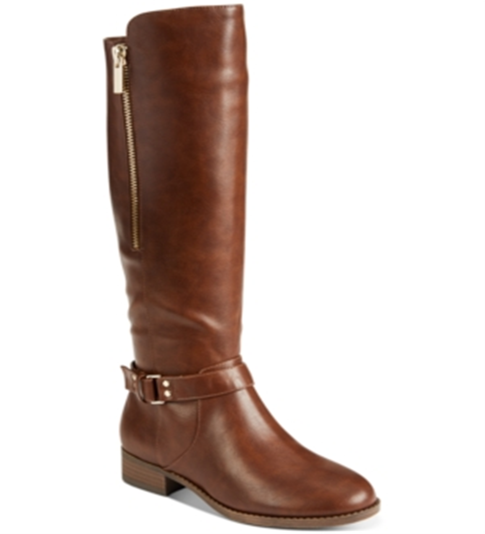 Botas de montaria femininas Material Girl Winnnie com bico fechado e acima do joelho, tamanho 9,5, marrom