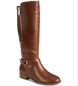 Botas de montaria femininas Material Girl Winnnie com bico fechado e acima do joelho, tamanho 9,5, marrom