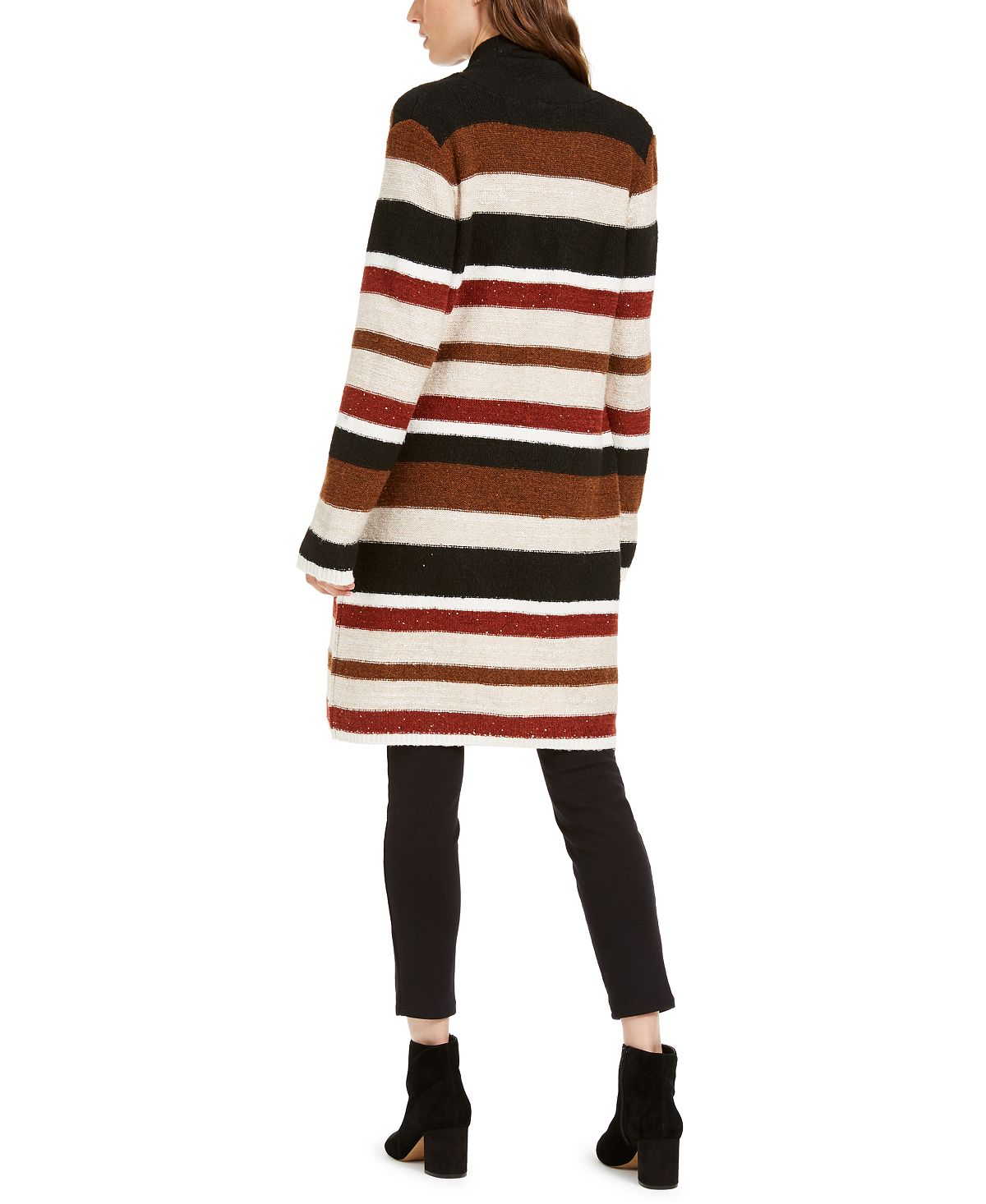 Cardigan listrado feminino INC International Concepts, preto, tamanho grande