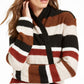 Cardigan listrado feminino INC International Concepts, preto, tamanho grande