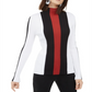 Blusa feminina listrada com decote simulado e blocos de cores, preta, tamanho extragrande, da INC International Concepts