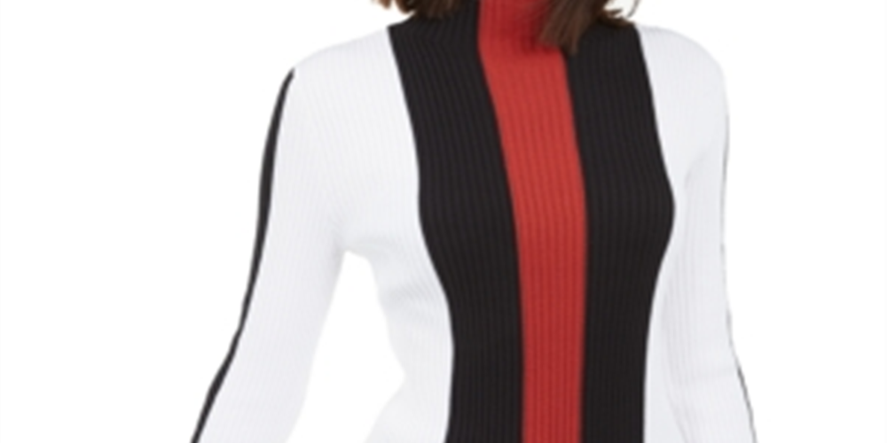 Blusa feminina listrada com decote simulado e blocos de cores, preta, tamanho extragrande, da INC International Concepts