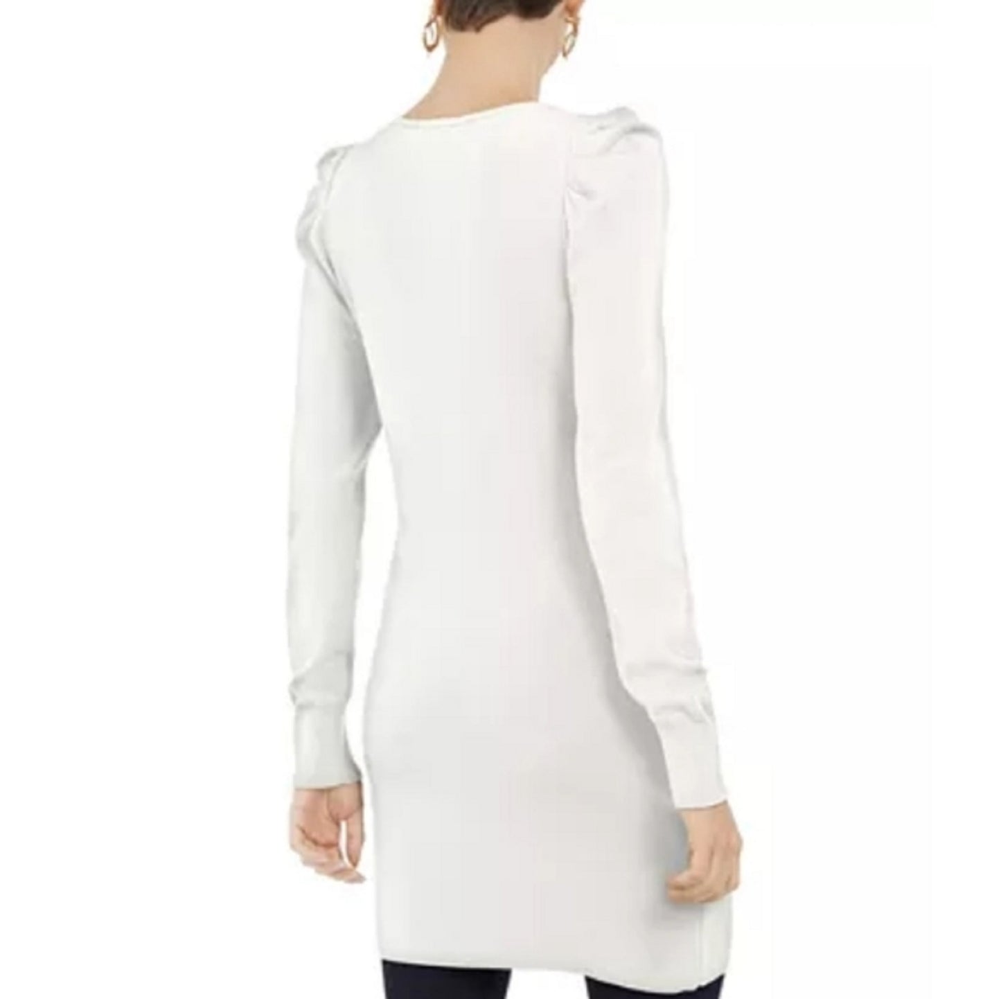 Suéter túnica feminino com manga bufante INC International Concepts, branco, tamanho pequeno