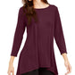 Blusa feminina Alfani com decote alto e baixo e gola alta, vinho, tamanho grande