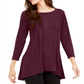Blusa feminina Alfani com decote alto e baixo e gola alta, vinho, tamanho grande