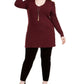 Túnica feminina plus size INC International Concepts com ombros bufantes e decote em V, vermelha, tamanho 3X