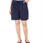Shorts de algodão com cordão feminino Karen Scott, azul, tamanho X-S